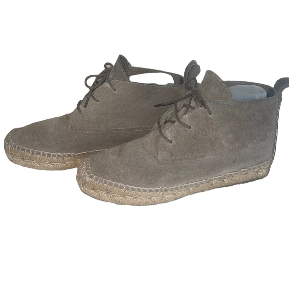 Balenciaga Grey Suede Espadrille Lace Up Ankle Boots Sz-36